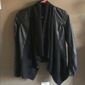 Draped faux leather jacket